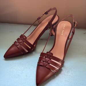 Cole Haan Mylah Slingback in Dark Brown Leather, 8.5, New!